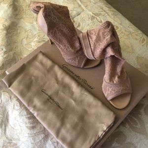 Peep Toe Lace Sock Bootie